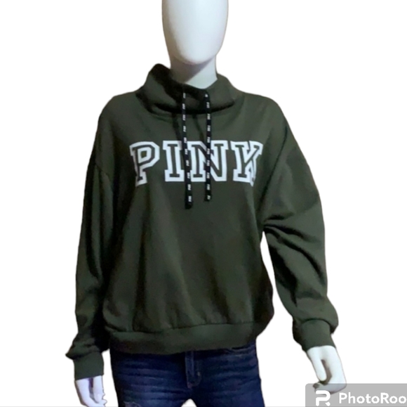 Victoria's Secret Pink Womens Green Cowl Neck Sweatshirt Size Medium Pullover - Picture 2 of 6
